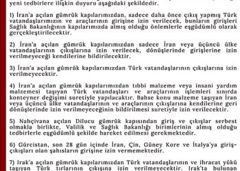 Korona Virüs Kapsamında Gümrük Kapılarında Alınan Tedbirler Hakkında
