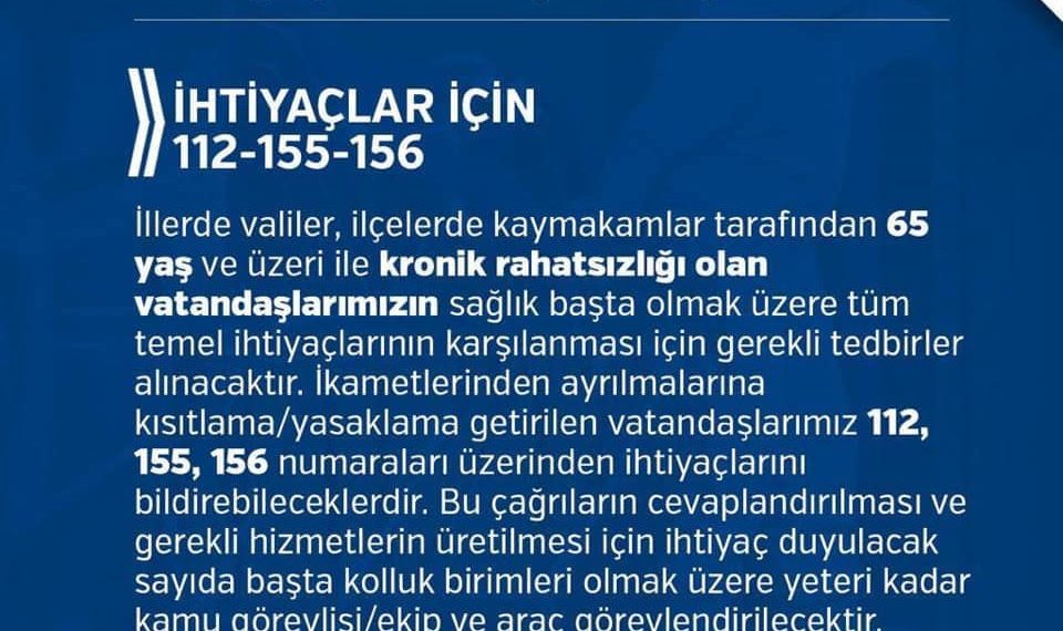 65 yaş ve üstü ile kronik rahatsızlığı olanlara “Sokağa Çıkma Yasağı” Genelgesi ?