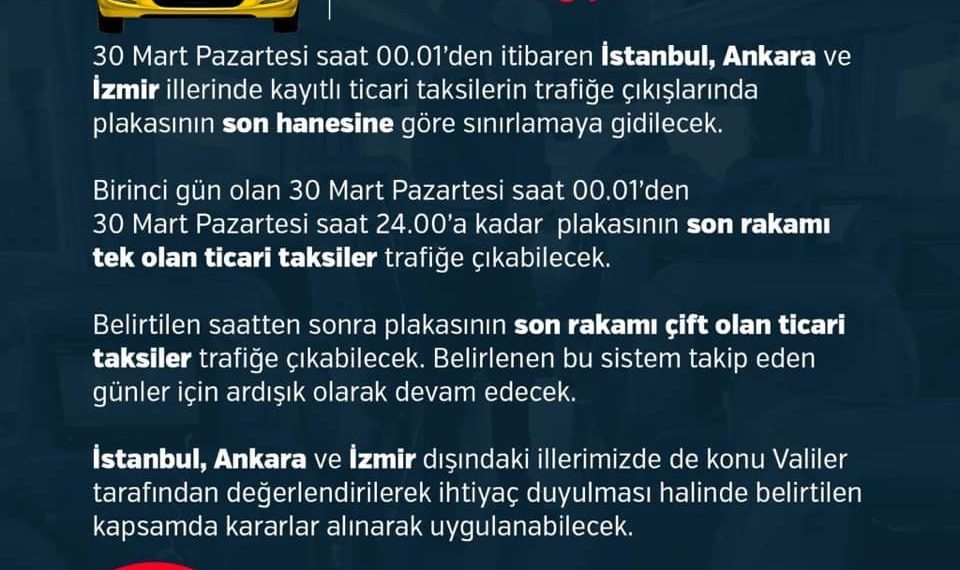 Ticari Taksiler İle İlgili Genelge