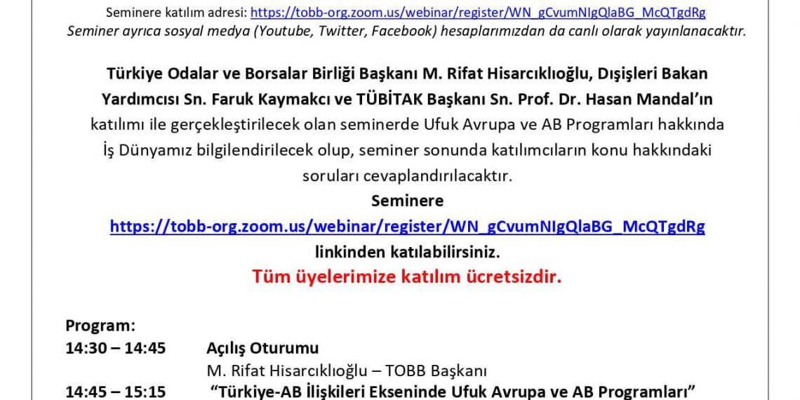 Türkiye-AB İlişkileri Ekseninde Ufuk Avrupa ve AB Programları İstişare Toplantısı