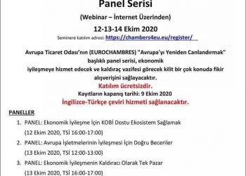 ?EUROCHAMBRES “Avrupa’yı Yeniden Canlandırmak” başlıklı Panel Serisi (Webinar – İnternet Üzerinden) ?12-13-14 Ekim 2020