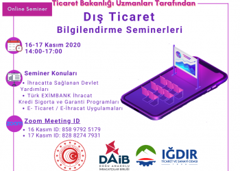 DIŞ TİCARET BİLGİLENDİRME SEMİNERİ 16 – 17 KASIM 2020