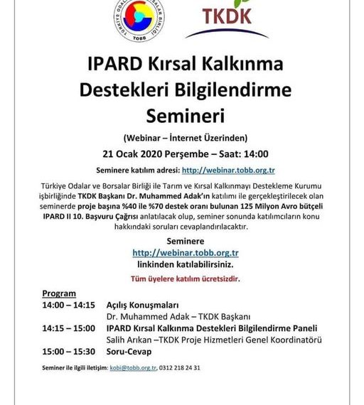 IPARD Kırsal Kalkınma Destekleri Bilgilendirme Semineri
