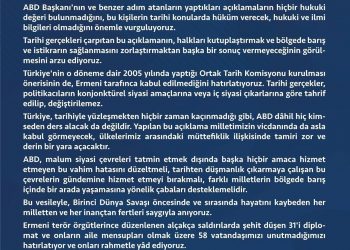 Türkiye-Avrupa Birliği (AB) Karma İstişare Kurulu (KİK) Türkiye kanadını oluşturan; HAK-İŞ, MEMUR-SEN, TESK, TÜRK-İŞ, TİSK, Türkiye KAMU-SEN, TOBB ve TZOB’dan ABD Başkanı Joe Biden’ın 1915 olaylarını “soykırım” olarak nitelemesine ortak tepki.