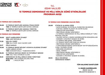 15Temmuz Demokrasi ve Milli Birlik Günü Etkinlikleri Programlarımıza tüm halkımız davetlidir.