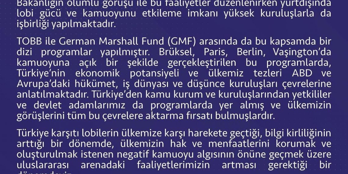 Türkiye Odalar ve Borsalar Birliği’nden (TOBB) kamuoyuna duyuru…