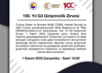100. Yıl G3 Girişimcilik ZirvesiAntalya Akra Hotel 1 Kasım ÇarşambaKatılım Linki Meeting Mentorlar Oturumuna Başvuru Linki