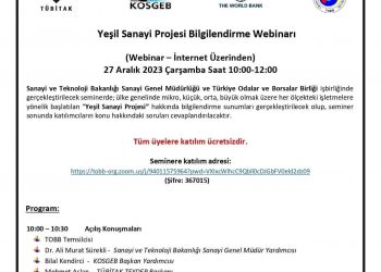 YEŞİL SANAYİ PROJESİ BİLGİLENDİRME WEBİNARI