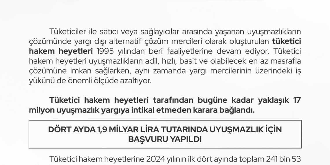 Tüketici Hakem Heyetleri 4 Ayda 1,9 Milyar Liralık Uyuşmazlığı Karara Bağladı